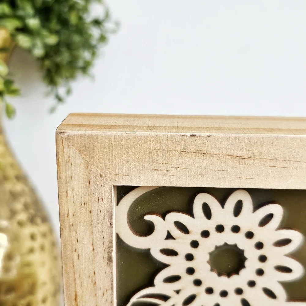 NEW Flourish By Enesco Laser Cut Wood Flower Picture Frame 2014